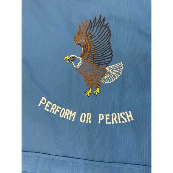 Vtg Blue Party Flight Suit "Perform Or Perish" Eagle Embroidery Mens Bowling - Picture 8 of 15